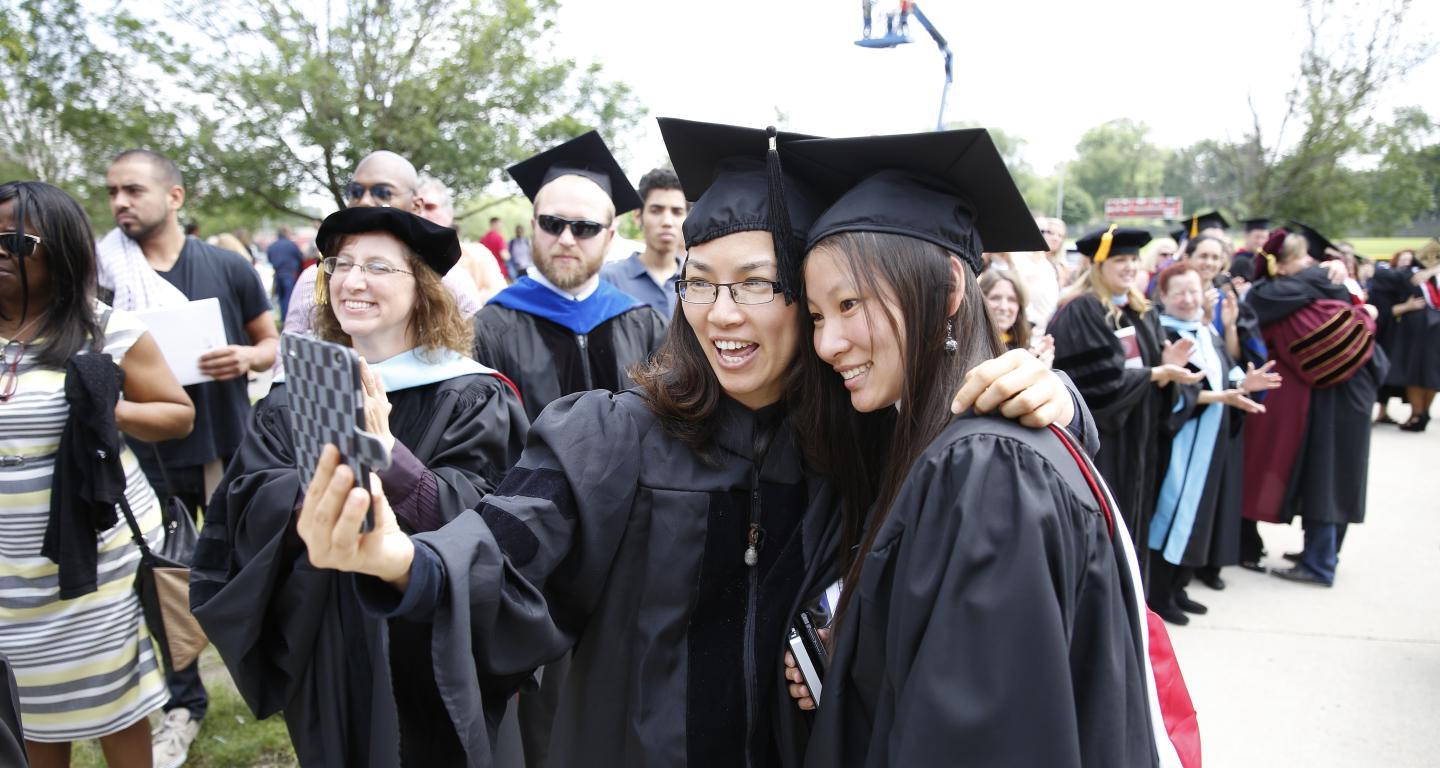 students at commencement